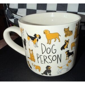 Opalhouse Dog Person Mug Stoneware White Multicolor Excellent Illustrated Breeds